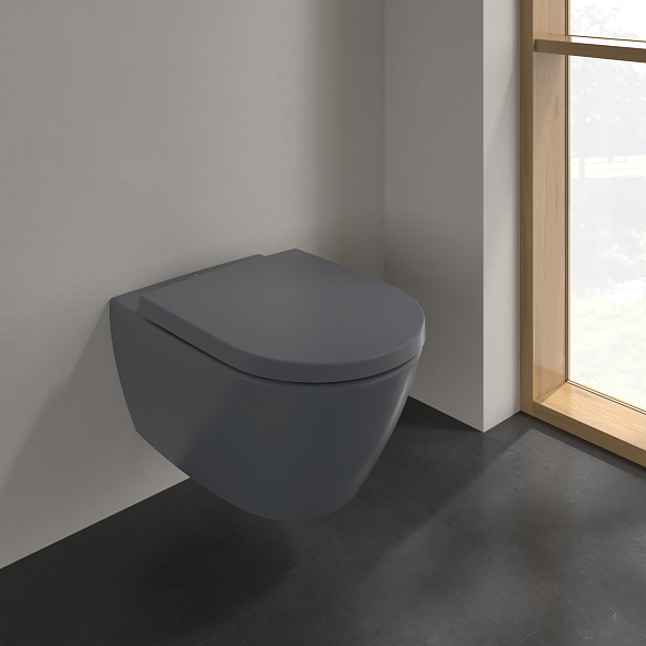Унитаз подвесной Villeroy & Boch Subway 2.0 56х37 CeramicPlus, с сиденьем, графит