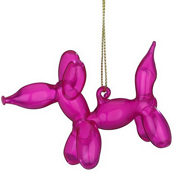 Елочная игрушка "Собака из шаров" 6 cм, розовая