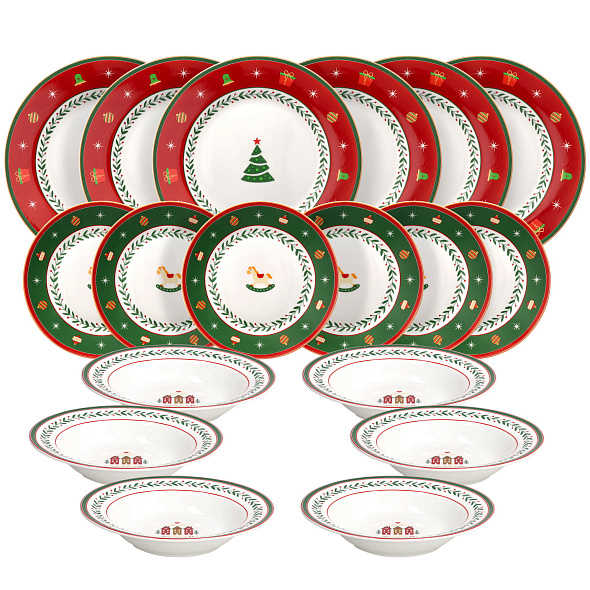 Набор посуды на 6 персон Christmas Toy, 18 предметов