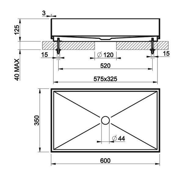 Раковина Gessi 316 60х35 54606.708, накладная, медь брашированная