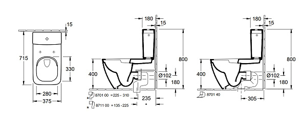 Унитаз напольный Villeroy & Boch Venticello 70х37, CeramicPlus, комплект