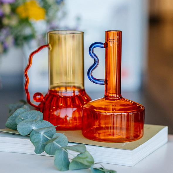 Ваза Glass Design Art 19 см, оранжевая/желтая