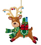 Новогодняя игрушка "Олень в зеленом шарфе" 11 см