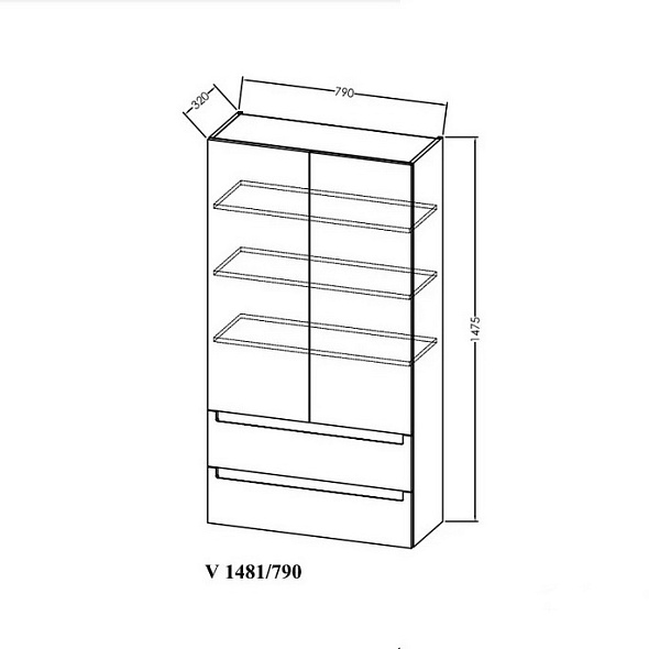 Шкаф подвесной Kolpa-San Vittoria V 1481/790 WH, 147х79, белый