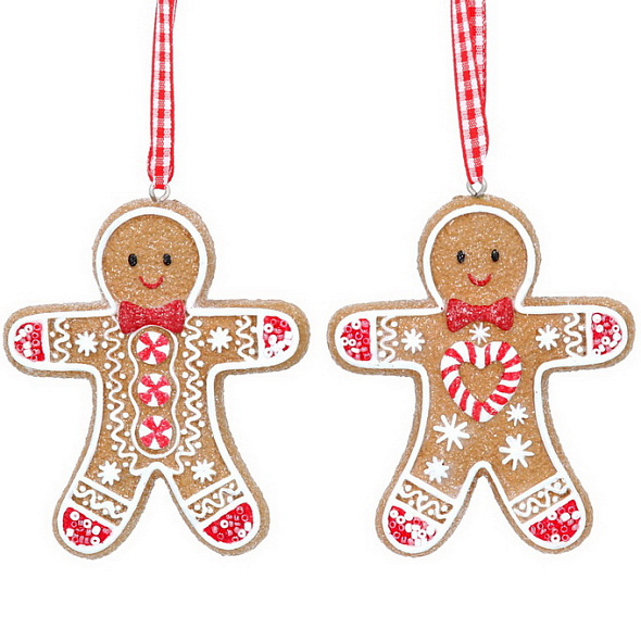 Елочная игрушка "Пряничный человечек" 8 см, в ассортименте