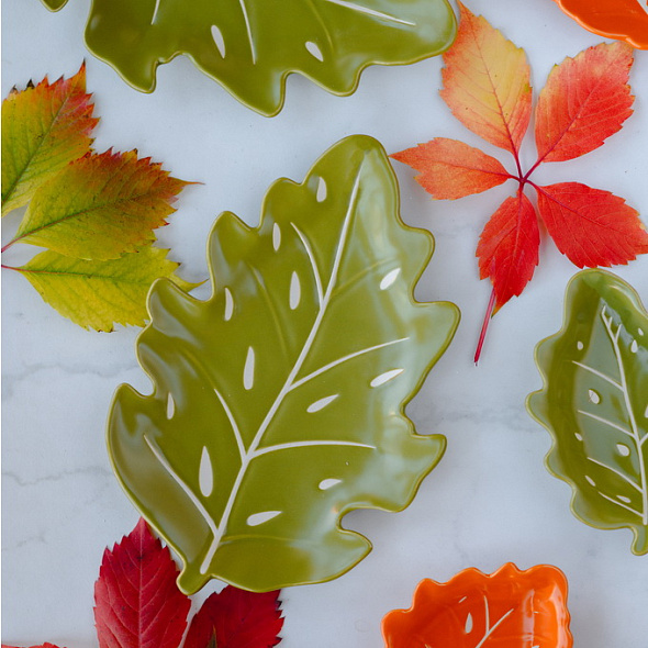 Блюдо-лист Relief Foglie 26х18х3 см, зеленое