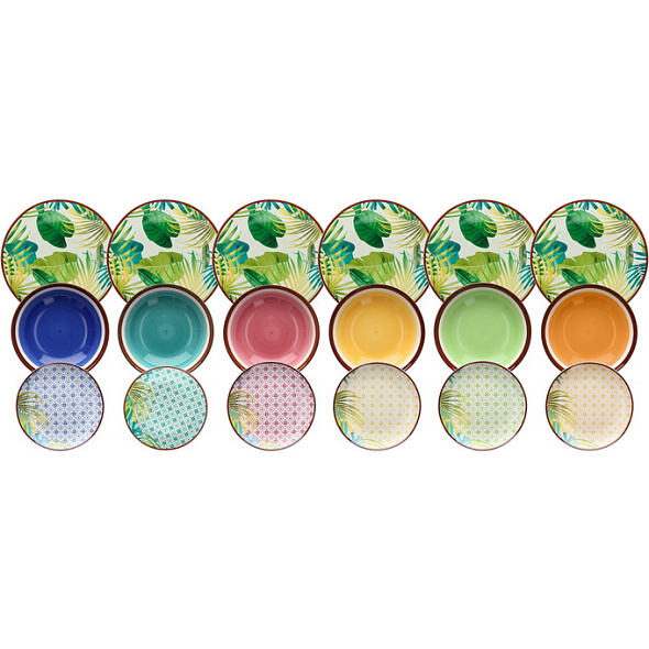 Набор посуды на 6 персон Madison Jungle Multicolor, 18 предметов