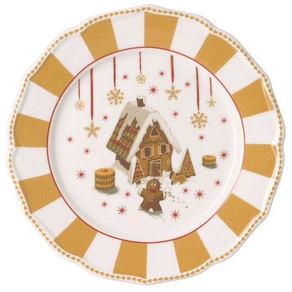 Тарелка салатная Christmas Love 22 см, бежевая