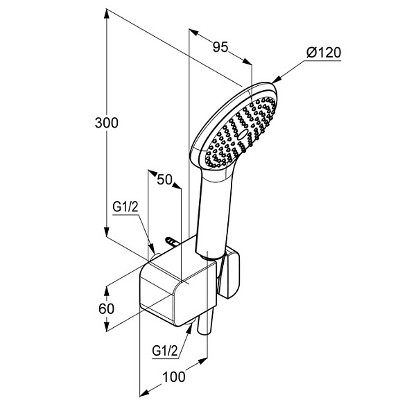 Лейка для душа Kludi Freshline 6787005-00, с держателем, без смесителя, хром