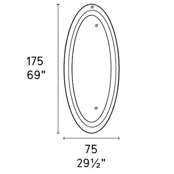 Зеркало Calligaris Surface 75х175 CS5132-G, Grey