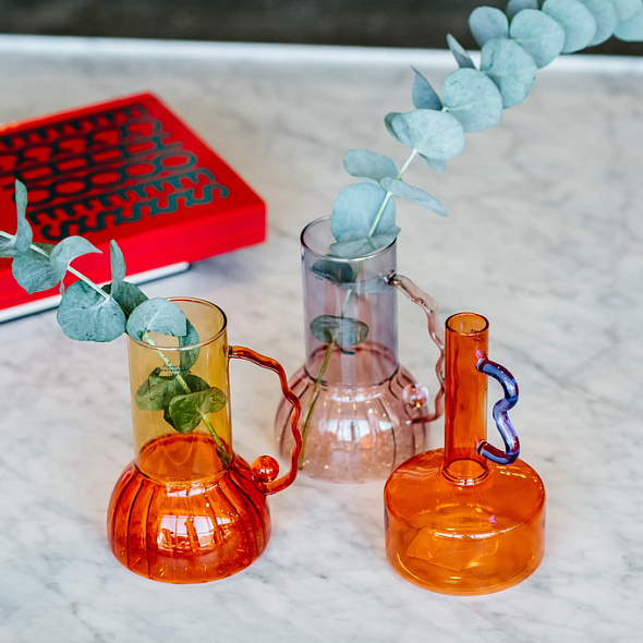 Ваза Glass Design Art 19 см, оранжевая/желтая