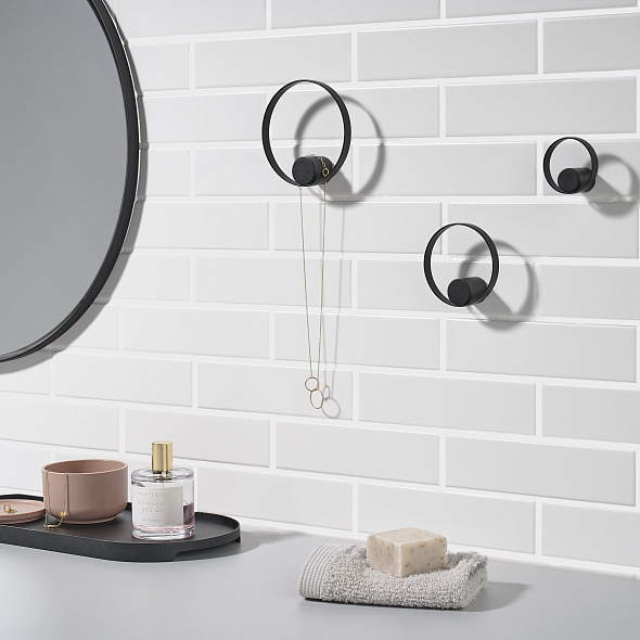 Полотенцедержатель круглый Zone Hoooked on rings 332026, 7,6 см, черный