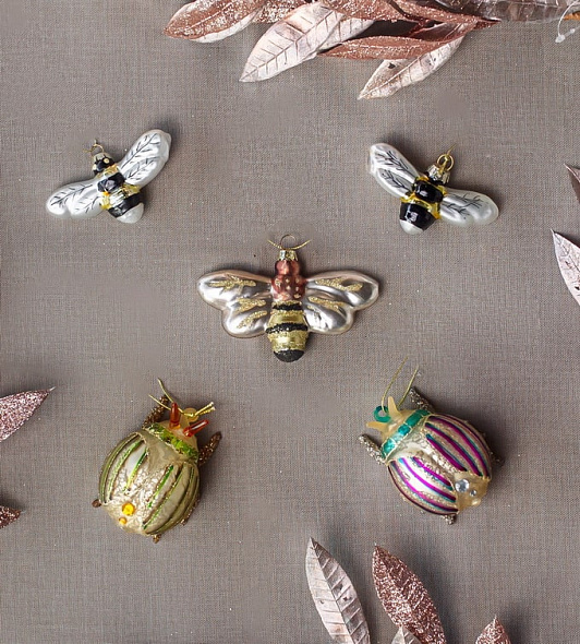 Новогодняя игрушка "Пчела с желтыми крыльями" 10 см