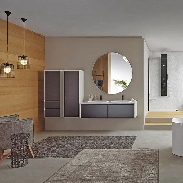 Шкаф-пенал подвесной Kolpa-San Pandora P 1302 BL, 130х45, черный камень