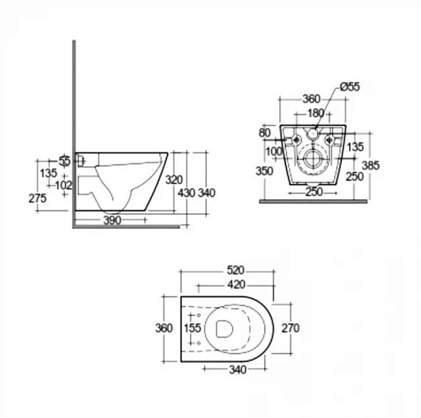 Унитаз подвесной RAK Ceramics Feeling RST23503A, с сиденьем