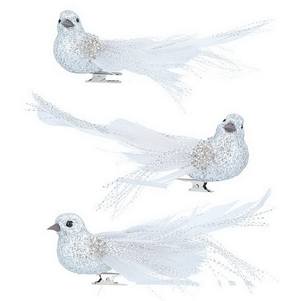 Елочная игрушка на клипсе "Птица белая" 5х14 см