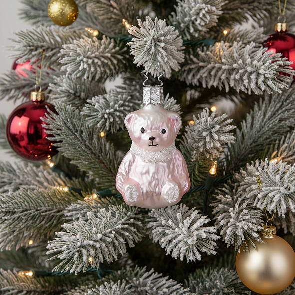 Елочная игрушка "Медвежонок" 6,5 см, голубая