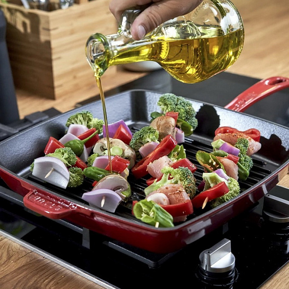 Сковорода-гриль квадратная Grills 30х30 см, вишневая