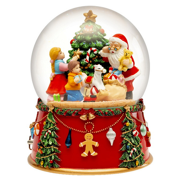 Фигурка "Снежный шар с Сантой с подарками" 20 см