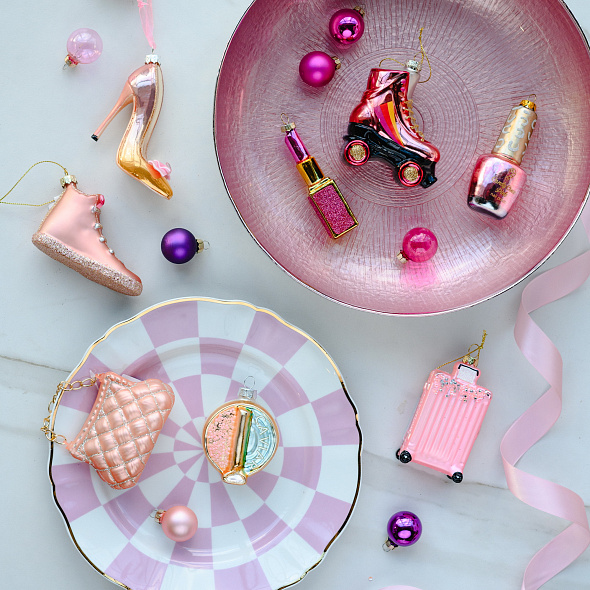 Елочная игрушка "Розовый чемодан" 10,2 см