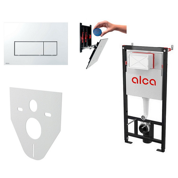 Комплект инсталляции Alca AM101/1120 + Кнопка Thin M571, хром, 4в1