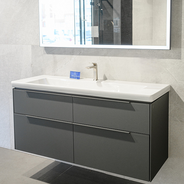 Тумба с раковиной Villeroy & Boch Subway 3.0 130х58, подвесная, графит