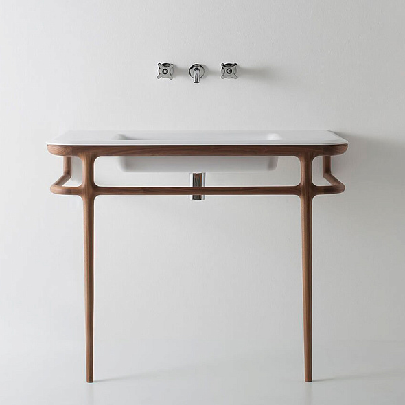 Консоль с раковиной Antonio Lupi Ilbagno 90, 90x54, массив дерева, стекло 12 мм