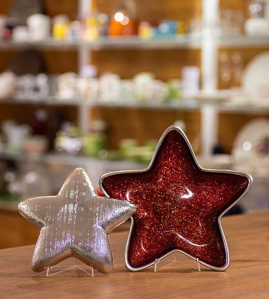 Блюдце "Звезда" 23 см, красное