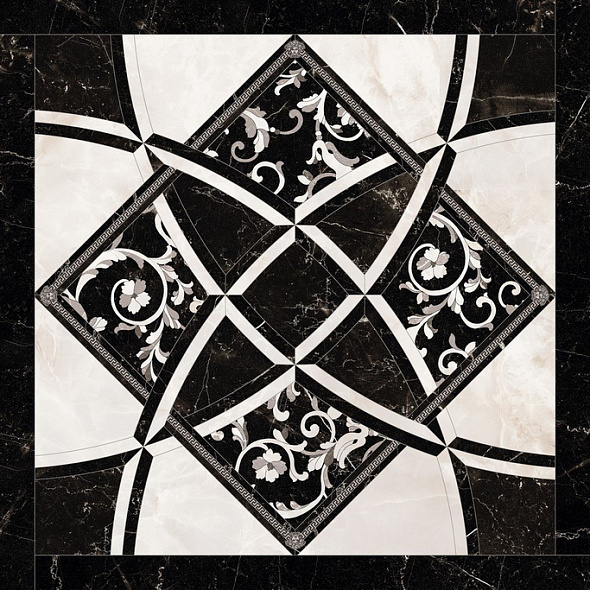 Керамогранит Versace Emote 78х78, Bianco-Nero, 10 мм