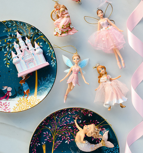 Елочная игрушка "Фея" 14 см, розовая