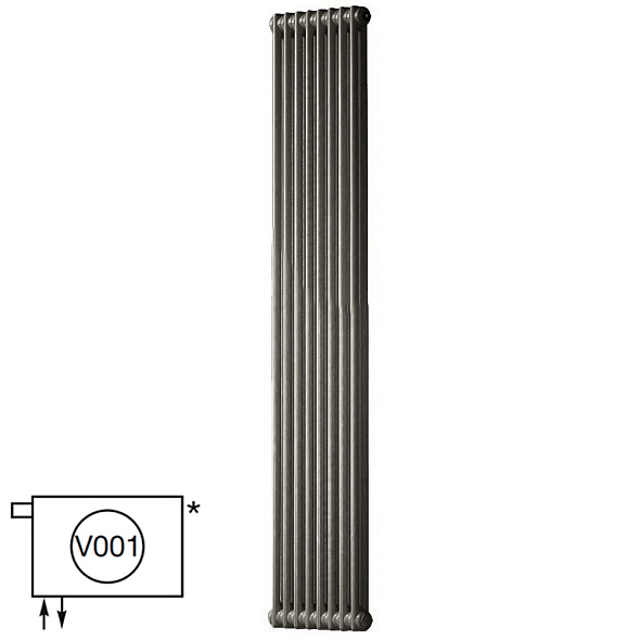 Радиатор Zehnder Сharleston 2180-8, 179х39, 1/2, V001 (V002), с термовентилем, Technoline