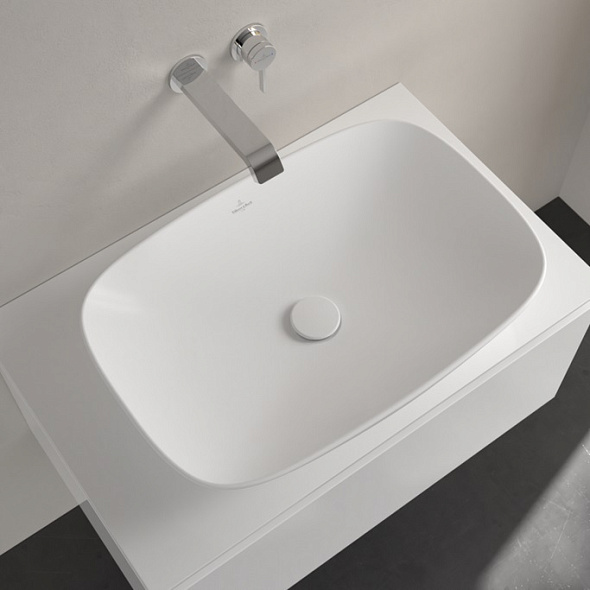 Раковина накладная Villeroy & Boch Loop & Friends 62х42, CeramicPlus, 4A5001RW, из TitanCeram, белая матовая