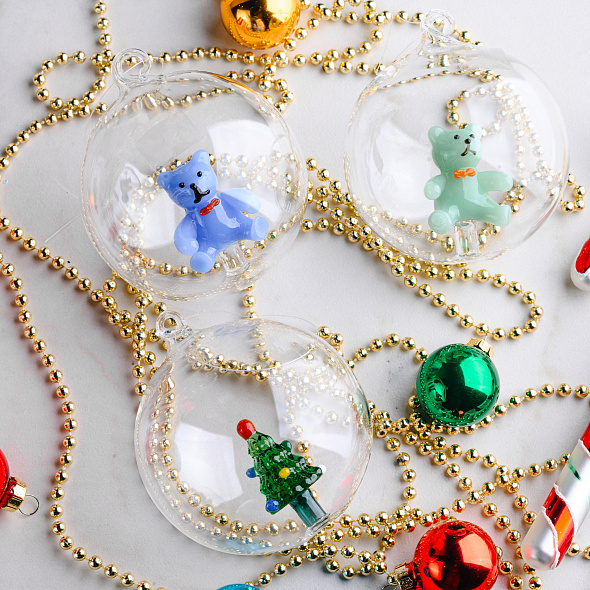 Елочный шар "Зеленый мишка" Schiaccianoci 8 см