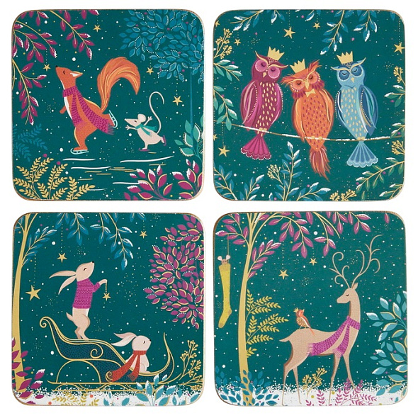 Набор подставок под кружку Woodland Tales 10,5х10,5 см, 4 шт