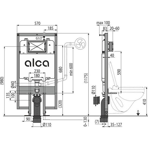 Модуль для подвесного унитаза Alca Sadromodul Slim AM1101/1200