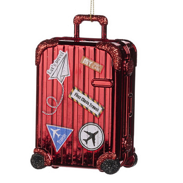 Елочная игрушка "Чемодан красный" 11 см