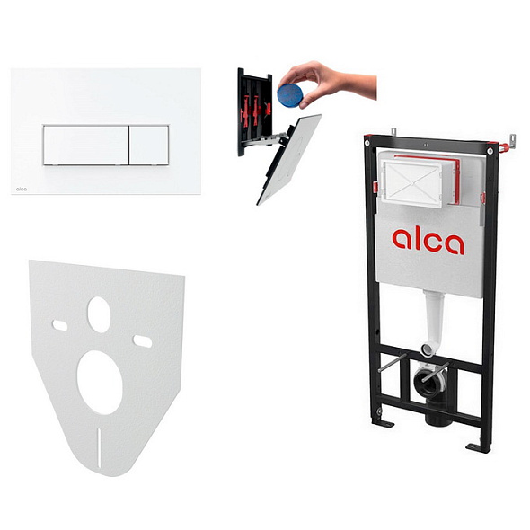 Комплект инсталляции Alca AM101/1120 + Кнопка Thin M570, белая, 4в1