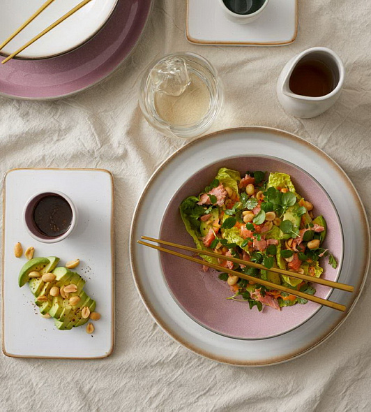 Тарелка для пасты Bitz 20 см, серая/розовая