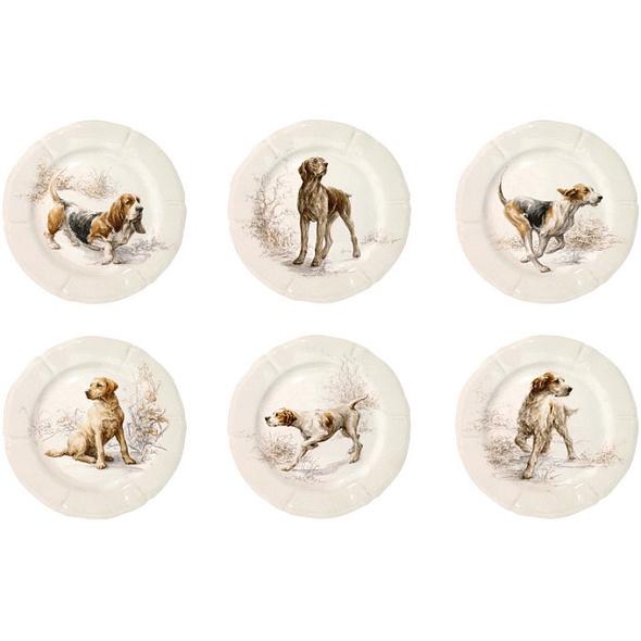 Набор салатных тарелок Sologne 23,2 см, 6 шт (собаки)