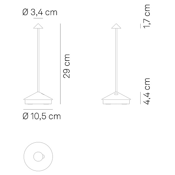 Лампа настольная Zafferano Pina Pro 29 см, цвет серебро