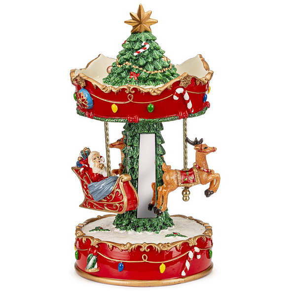 Фигурка музыкальная "Карусель: Санта и олень" 25 см