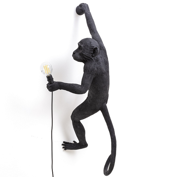Лампа настенная Seletti Monkey Lamp Hanging 65 см, черная, версия 2