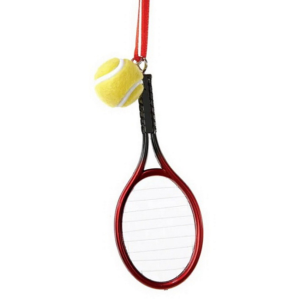 Елочная игрушка "Теннисная ракетка с мячиком" 9 см