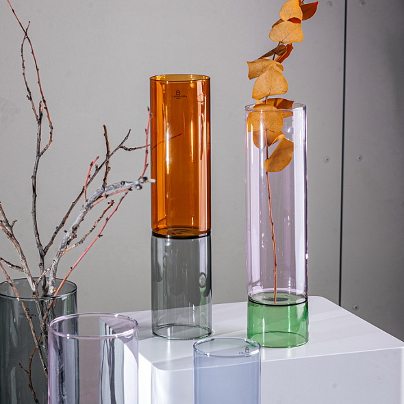 Ваза Bamboo Groove 30 см, цвет дым/янтарь