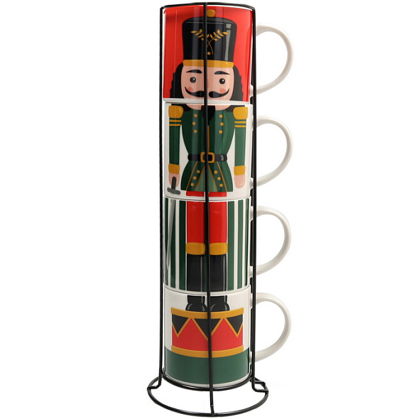 Набор кружек в подставке Toy Soldier 370 мл, 4 шт