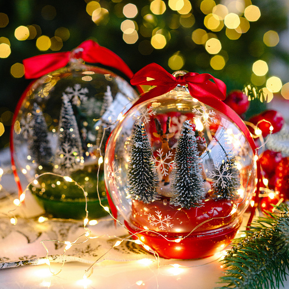 Фигурка музыкальная "Шар: Мишка и новогодняя ель" 13х16 см