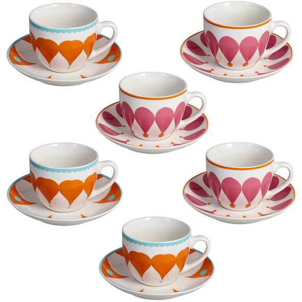 Набор чашек чайных с блюдцами Madame 220 мл, 12 предметов