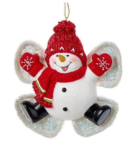 Игрушка на елку "Ангел-снеговик на снегу" 10,4 см