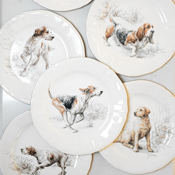 Набор салатных тарелок Sologne 23,2 см, 6 шт (собаки)
