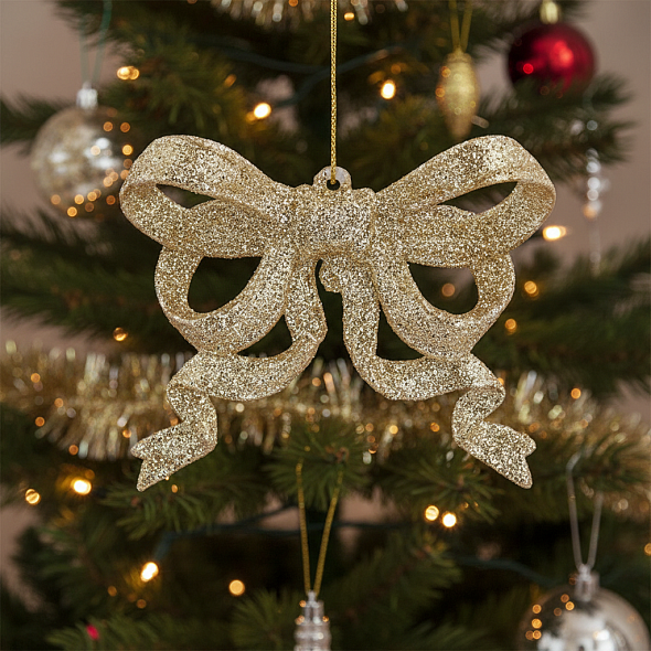 Елочная игрушка "Бант"8х9 см, цвет золото